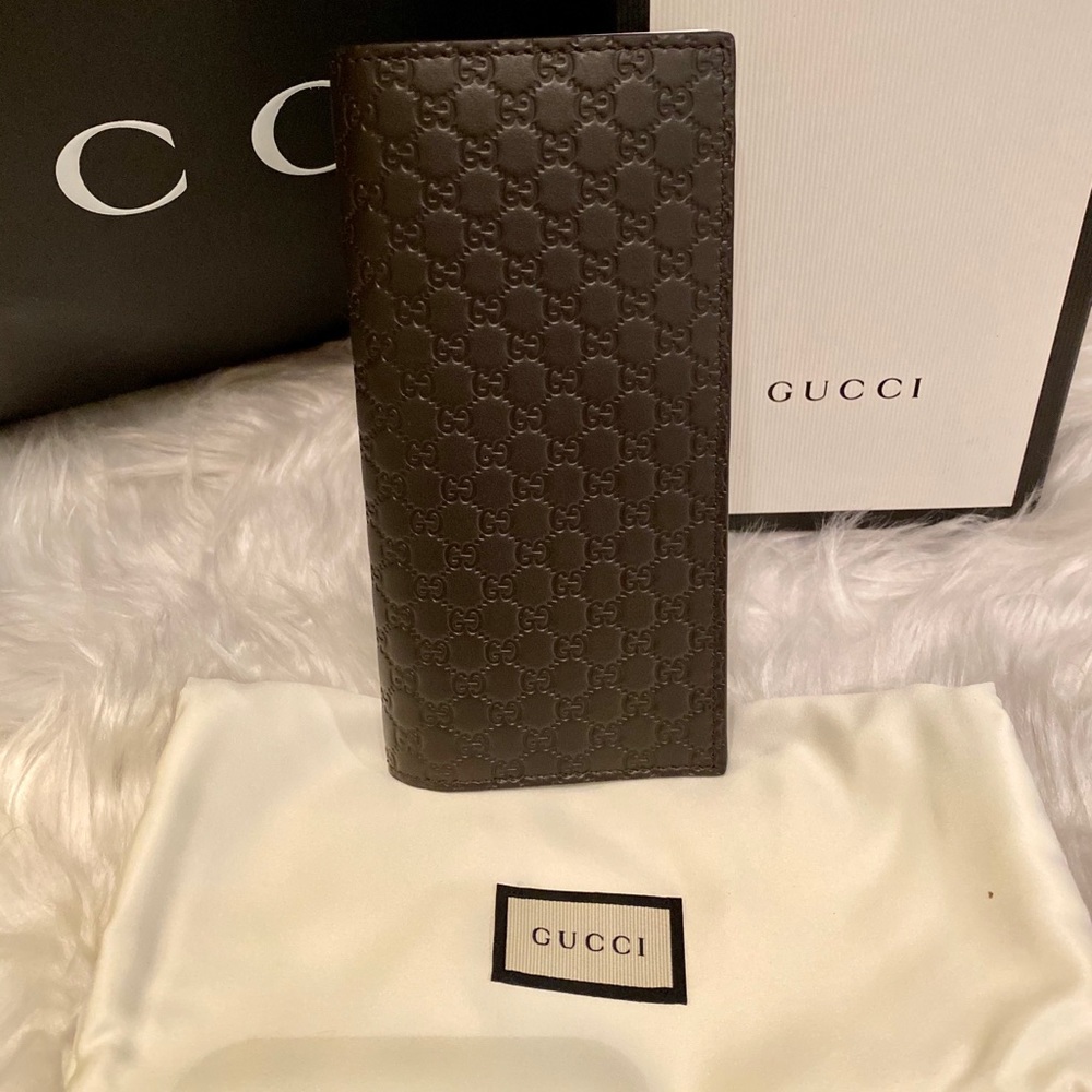 Gucci Brown Micro GG Verticle Leather 449245